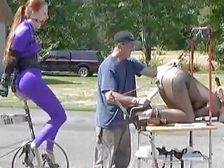 bondage bdsm blonde Bicycle Powered Machine Fucking In Bondage